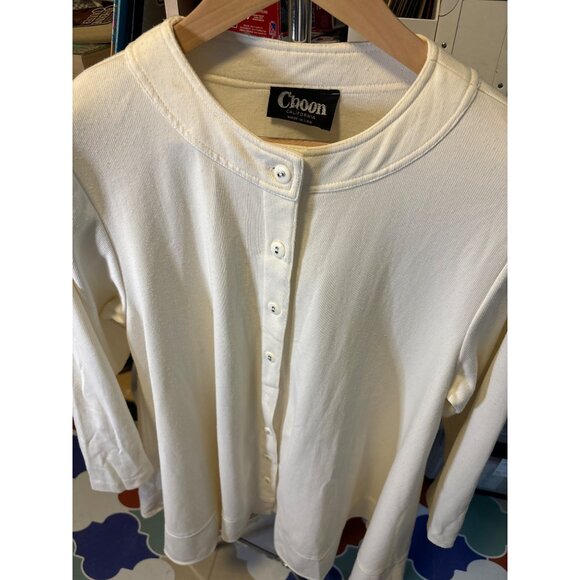 Choon Cream Button Down Long Sleeve Tunic Top Size L Flare Hem - Picture 5 of 9